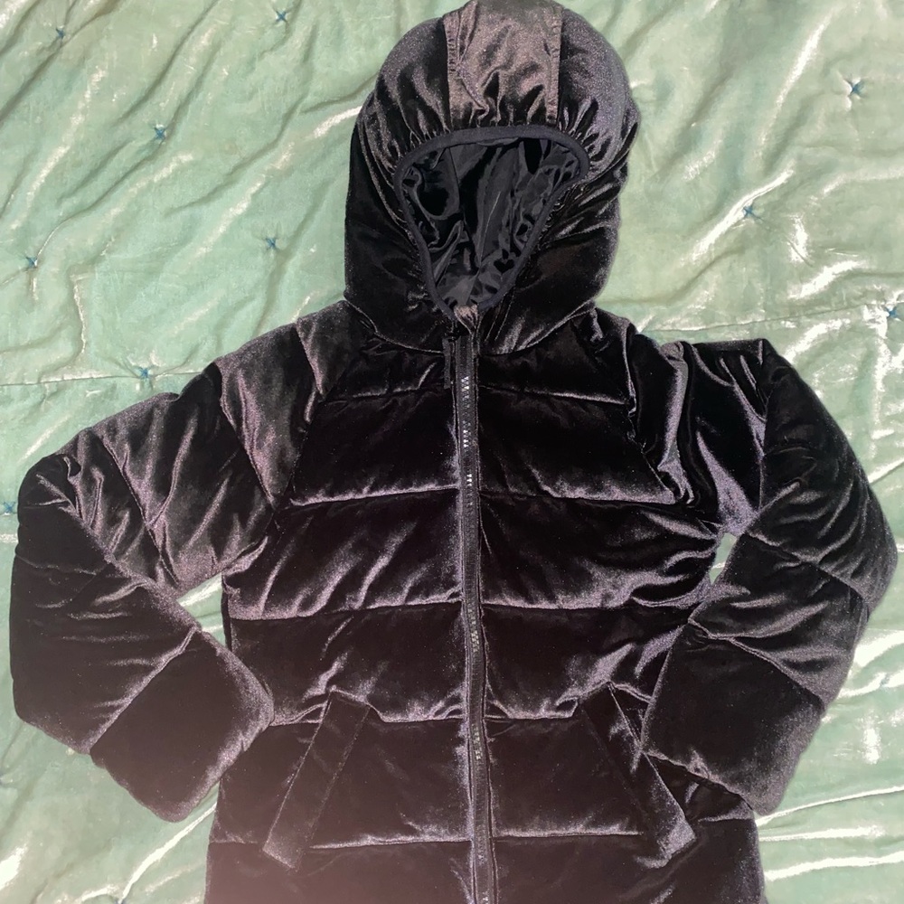 Little girls velvet puffer jacket